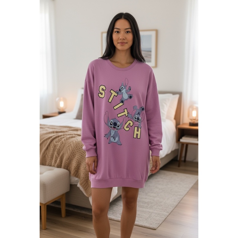 Disney Stitch Lavender Pullover Dress Graphic Print Loungewear Medium M